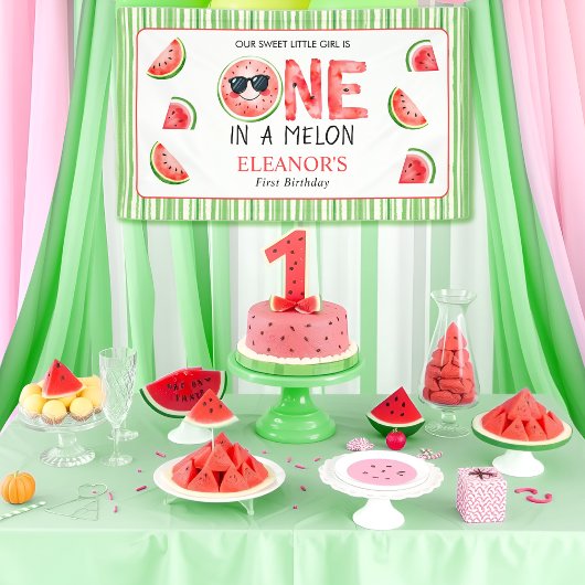 メロンの中の一人 1歳の誕生日 スイカパーティー 横断幕
