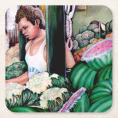 メロンの味は？ スクエアペーパーコースター (正面)