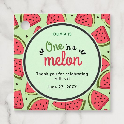 メロンの夏に1人1歳の誕生日ありがとう フェイバータグ (正面)