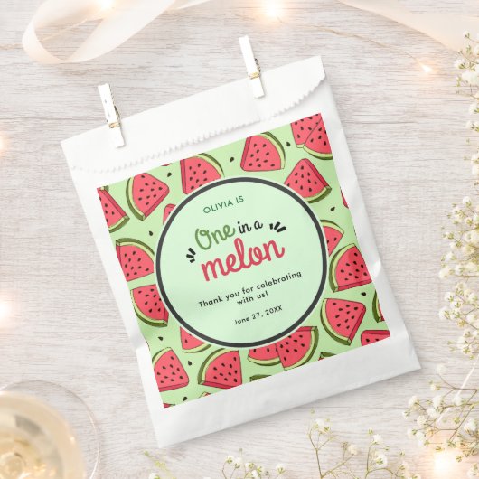 メロンの夏に1人1歳の誕生日ありがとう フェイバーバッグ (クリップ留めされた状態)