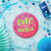 メロンの夏のスイカの種にピンク ペーパープレート (パーティー)