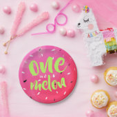 メロンの夏のスイカの種にピンク ペーパープレート (パーティー)