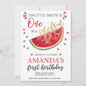 メロンの夏の女の子の第1誕生日の1つ 招待状 (正面)