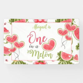 メロンの夏ピンクの一つ誕生日の甘い女の子 横断幕