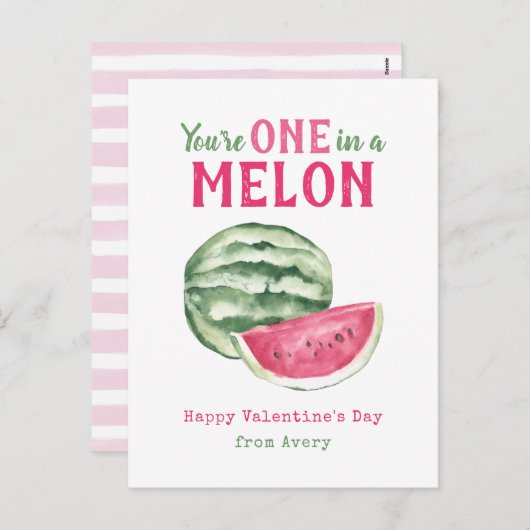 メロンの子供教室で1枚バレンタインのカード シーズンポストカード (正面/裏面)
