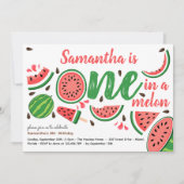 メロンの最初のスイカの誕生日パーティーで1人 招待状 (正面)