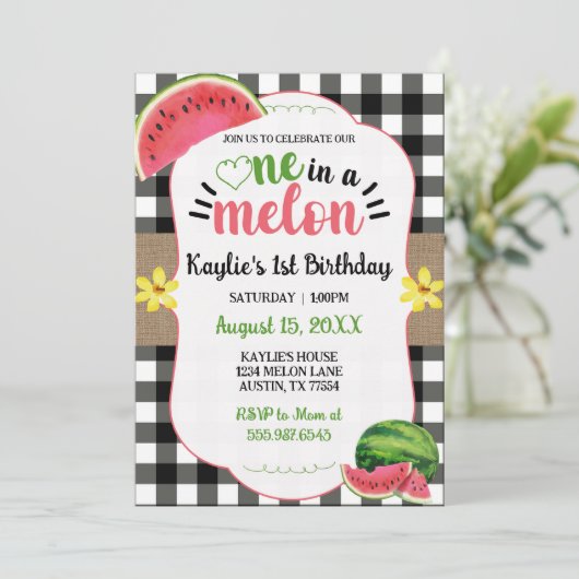 メロンの最初の誕生日のスイカ 招待状 (スタンド正面)