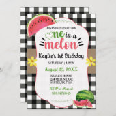 メロンの最初の誕生日のスイカ 招待状 (正面/裏面)