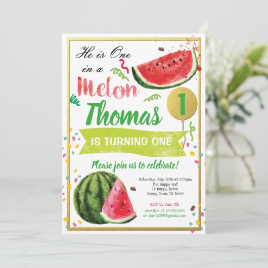 メロンの最初の誕生日の招待状に1つ 招待状 (スタンド正面)