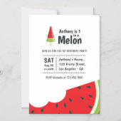 メロンの最初の誕生日パーティーに1人 マグネット招待状 (正面)