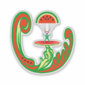 メロンの水のサーファーとスカイダイバー シール (正面)