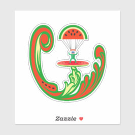 メロンの水のサーファーとスカイダイバー シール