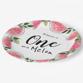 メロンの水彩色のスイカに1つ ペーパープレート (アングル)