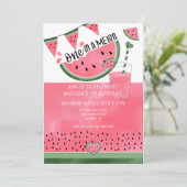 メロンの水色スイカの上1歳の誕生日 招待状 (スタンド正面)
