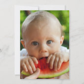 メロンの水色スイカの上1歳の誕生日 招待状 (裏面)