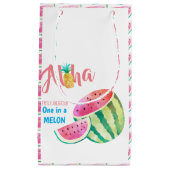 メロンの熱帯スイカの水彩色ピンクの1つ スモールペーパーバッグ (正面)