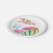 メロンの熱帯スイカの水彩色ピンクの1つ ペーパープレート (アングル)