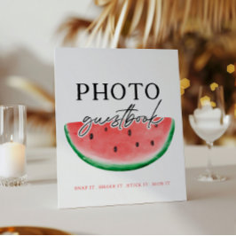 メロンの看板に一つスイカのゲストブックの看板 台座サイン