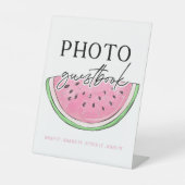 メロンの看板に一つスイカのゲストブックの看板 台座サイン (正面)