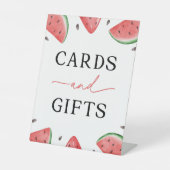 メロンの看板に一枚のスイカのカードとギフト 台座サイン (正面)