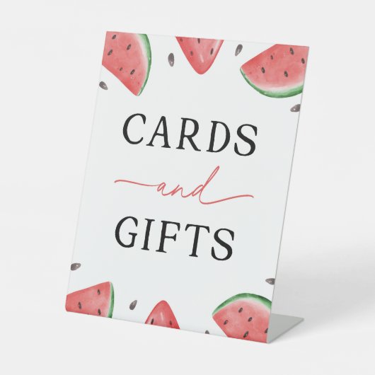 メロンの看板に一枚のスイカのカードとギフト 台座サイン (正面)