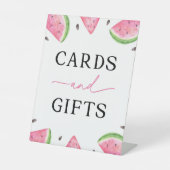 メロンの看板に一枚のスイカのカードとギフト 台座サイン (正面)