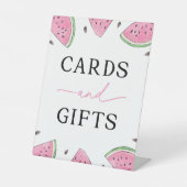 メロンの看板に一枚のスイカのカードとギフト 台座サイン (正面)