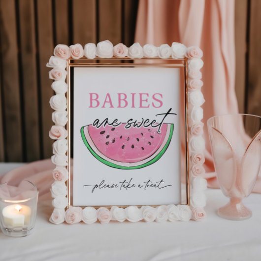 メロンの看板のスイカのベビーは甘い 台座サイン