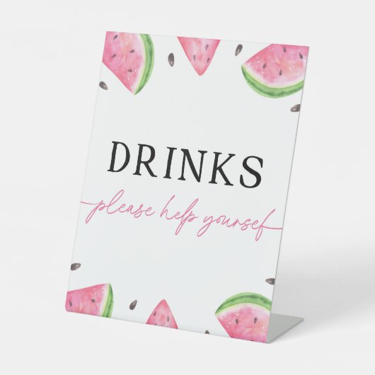 メロンの看板の一つスイカを飲む看板 台座サイン (正面)