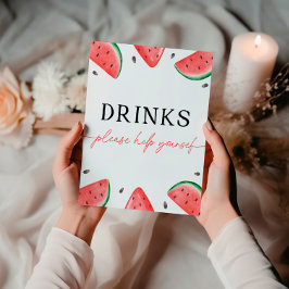 メロンの看板の一つスイカを飲む看板 台座サイン