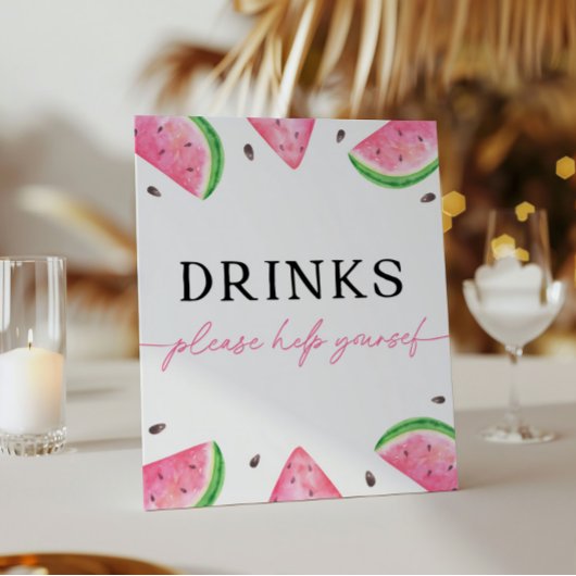 メロンの看板の一つスイカを飲む看板 台座サイン