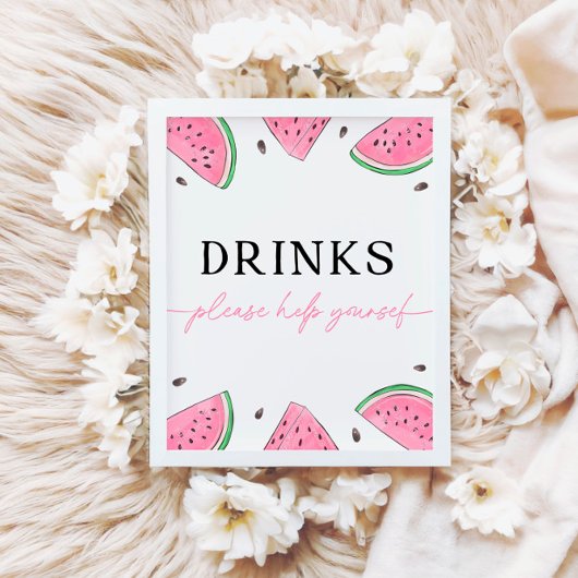 メロンの看板の一つスイカを飲む看板 台座サイン