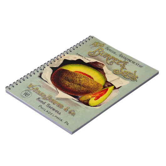 メロンの種の広告 アンティーク アート ノートブック (左側)