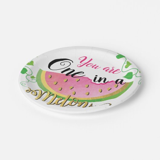 メロンの誕生日のスイカの紙皿の1つ ペーパープレート (アングル)