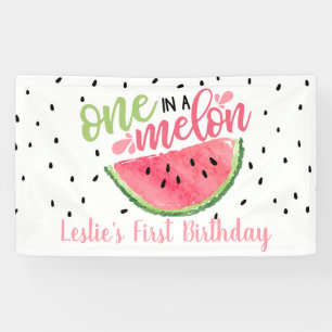 メロンの誕生日の旗の1つ- Pink Text Lt 横断幕