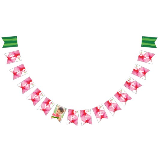 メロンの誕生日写真パーソナライズされたの1 バンティングフラッグ (全)