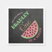 メロンの黒板に1つ1歳の誕生日 スタンダードカクテルナプキン (正面)