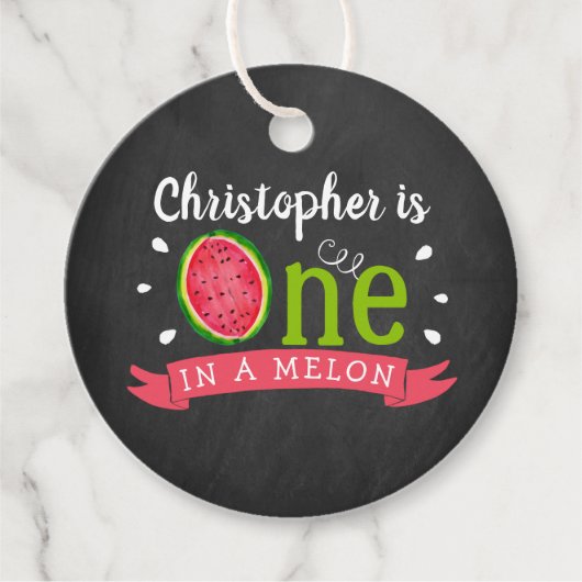 メロンの黒板に1つ1歳の誕生日 フェイバータグ (正面)