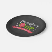 メロンの黒板に1つ1歳の誕生日 ペーパープレート (アングル)