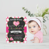 メロンの黒板に1枚、誕生日初の写真 招待状 (スタンド正面)