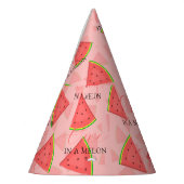 メロンの1つ最初の誕生日スイカ模様 パーティーハット (左)