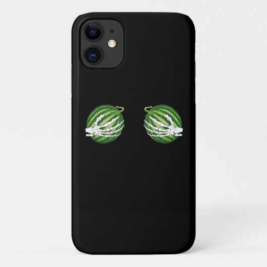メロンを保持する面白いハロウィーンのスケルトンの手 Case-Mate iPhoneケース (裏面)