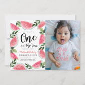 メロンウォーターの色の1つ最初の誕生日の写真 招待状 (正面)