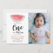 メロンウォーターの色の1st誕生日の写真の招待 招待状 (正面)