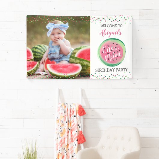 メロンガールの一歳の誕生日パーティーへようこそ 横断幕 (インサイチュ)