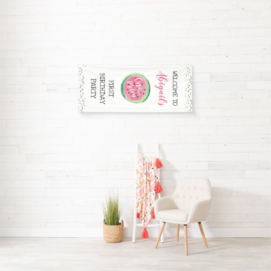 メロンガールの一歳の誕生日パーティーへようこそ 横断幕 (インサイチュ)