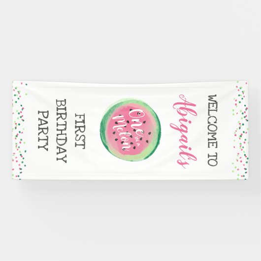 メロンガールの一歳の誕生日パーティーへようこそ 横断幕 (横)