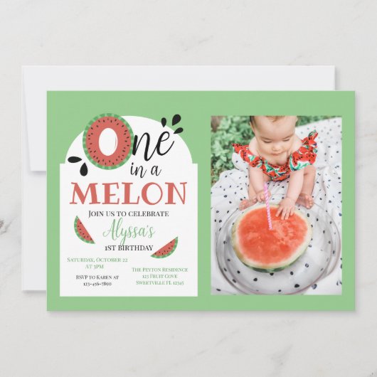 メロンキッズ初誕生日に1人 招待状 (正面)
