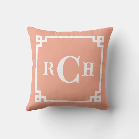 メロンコーラルリバースチノワセリーギリシャ鍵モノグラム クッション (裏面)