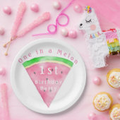 メロンスイカのピンクと緑 ペーパープレート (パーティー)